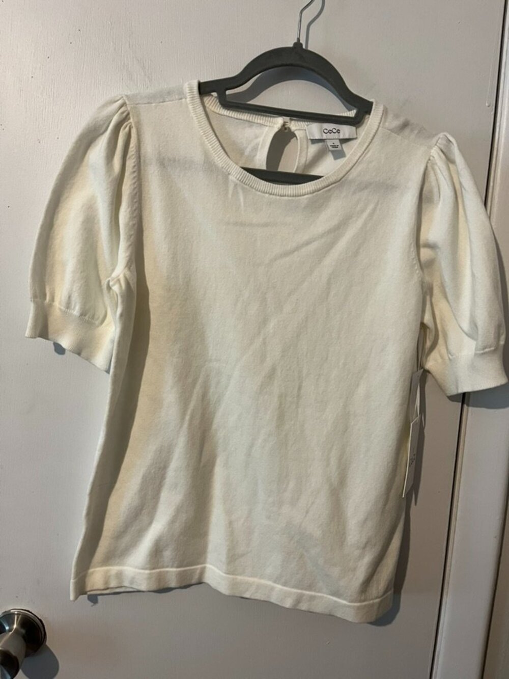 NWT CECE SHORT SLEEVE CREAM SWEATER SZ S